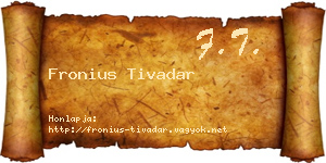 Fronius Tivadar névjegykártya